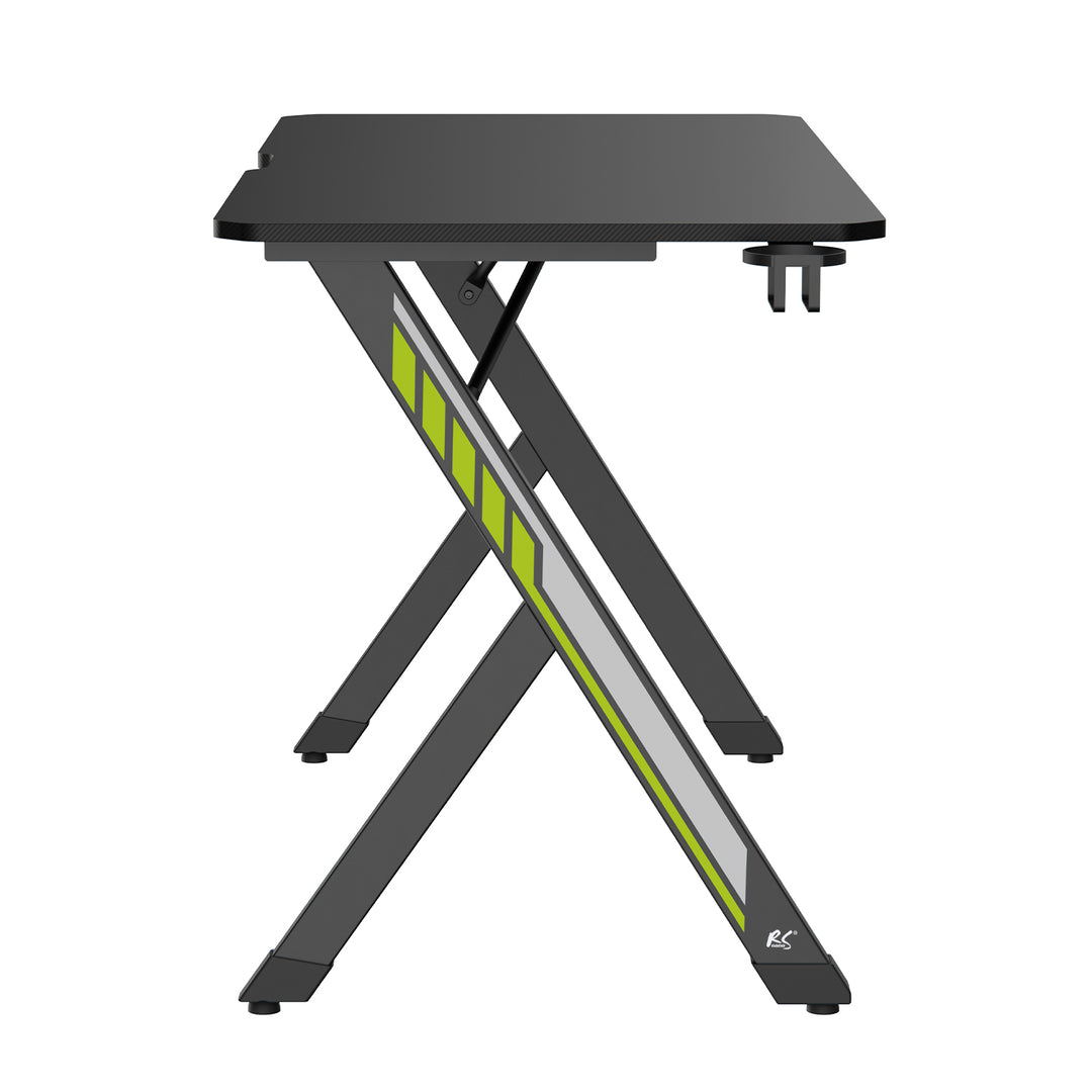 Biurko gamingowe NanoRS, czarne, z uchwytem na słuchawki i kubek, max. 75kg, wymiary 1200x600x750mm, RS101
