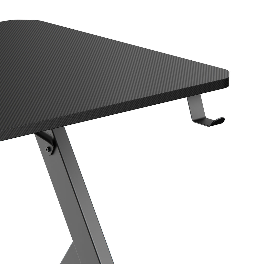 Biurko gamingowe NanoRS, czarne, z uchwytem na słuchawki i kubek, max. 75kg, wymiary 1200x600x750mm, RS101