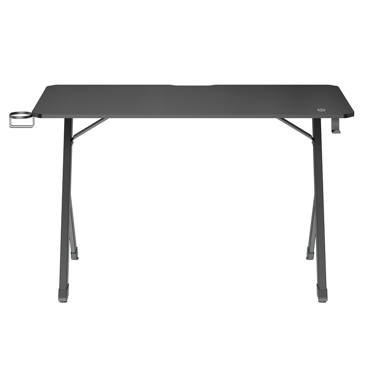 Biurko gamingowe NanoRS, czarne, z uchwytem na słuchawki i kubek, podświetlenie RGB, max. 75kg, wymiary 1200x600x750mm, RS102