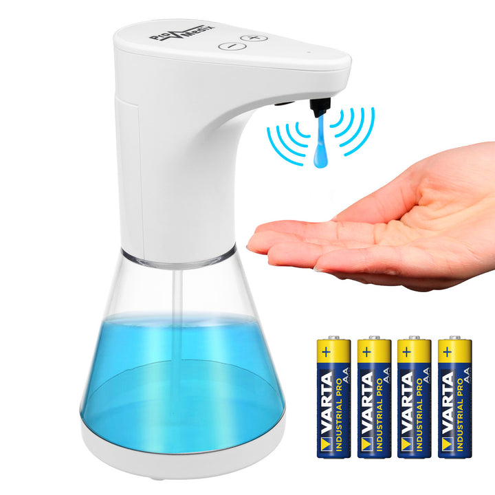 Automatyczny dozownik Promedix, pojemnik dyspenser do płynnych mydeł, płynów dezynfekujących, 480ml, 4xAA PR-530 + 4x baterie Varta Industrial LR6/AA R-06