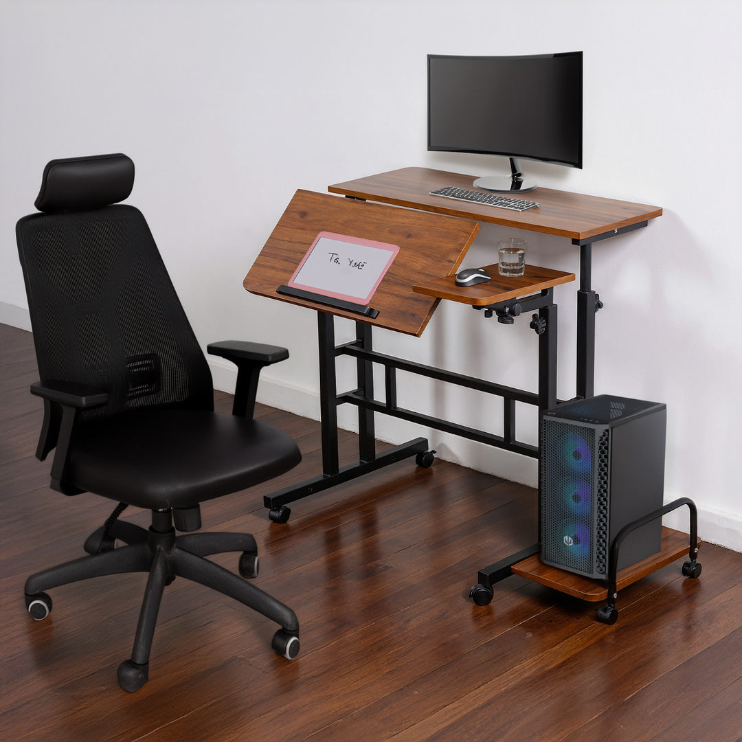 Mobilne biurko stolik na laptop Maclean, czarne, blat 80x60cm, 50kg max, regulacja wysokości 67-115 cm, MC-124 B