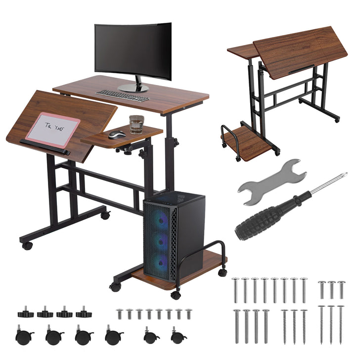 Mobilne biurko stolik na laptop Maclean, czarne, blat 80x60cm, 50kg max, regulacja wysokości 67-115 cm, MC-124 B