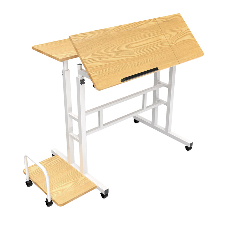 Mobilne biurko stolik na laptop Maclean, białe, blat 80x60cm, 50kg max, regulacja wysokości 67-115cm , MC-124 W