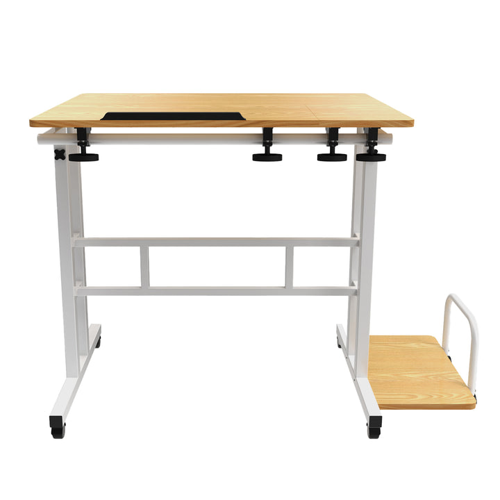 Mobilne biurko stolik na laptop Maclean, białe, blat 80x60cm, 50kg max, regulacja wysokości 67-115cm , MC-124 W