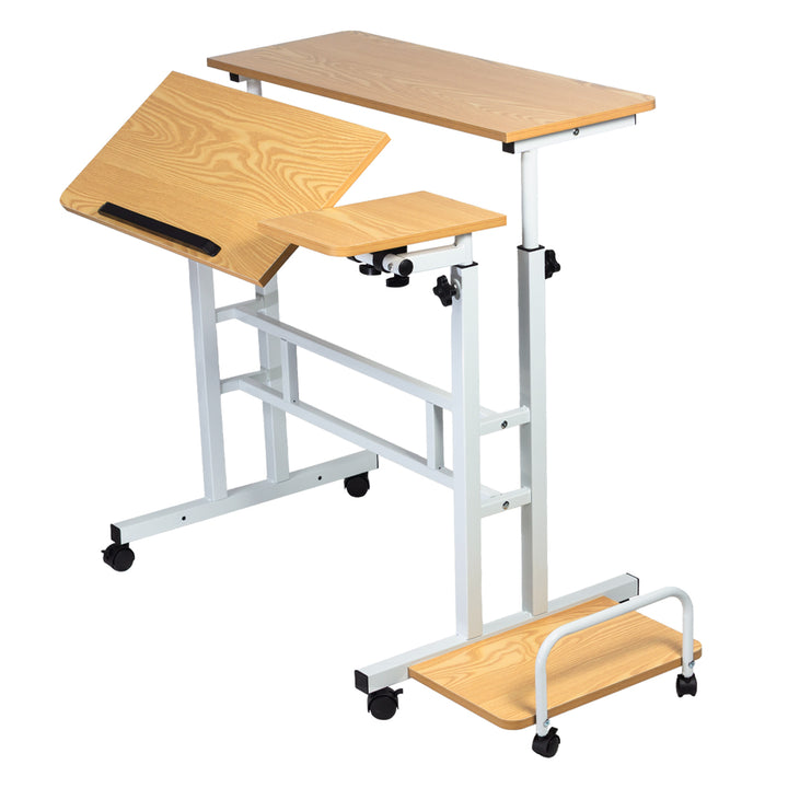 Mobilne biurko stolik na laptop Maclean, białe, blat 80x60cm, 50kg max, regulacja wysokości 67-115cm , MC-124 W