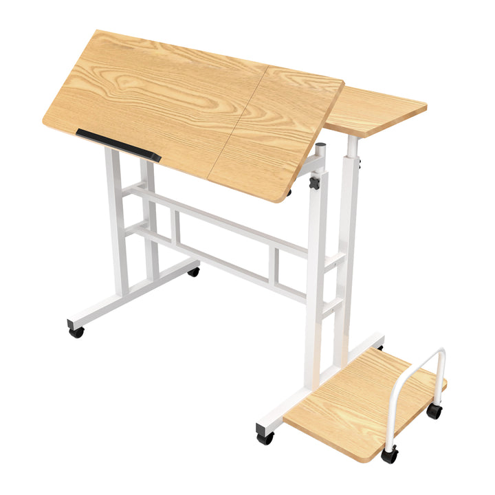 Mobilne biurko stolik na laptop Maclean, białe, blat 80x60cm, 50kg max, regulacja wysokości 67-115cm , MC-124 W