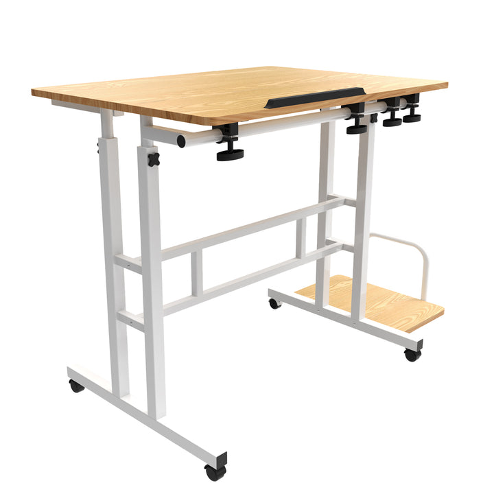 Mobilne biurko stolik na laptop Maclean, białe, blat 80x60cm, 50kg max, regulacja wysokości 67-115cm , MC-124 W