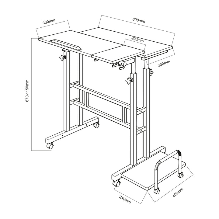 Mobilne biurko stolik na laptop Maclean, białe, blat 80x60cm, 50kg max, regulacja wysokości 67-115cm , MC-124 W