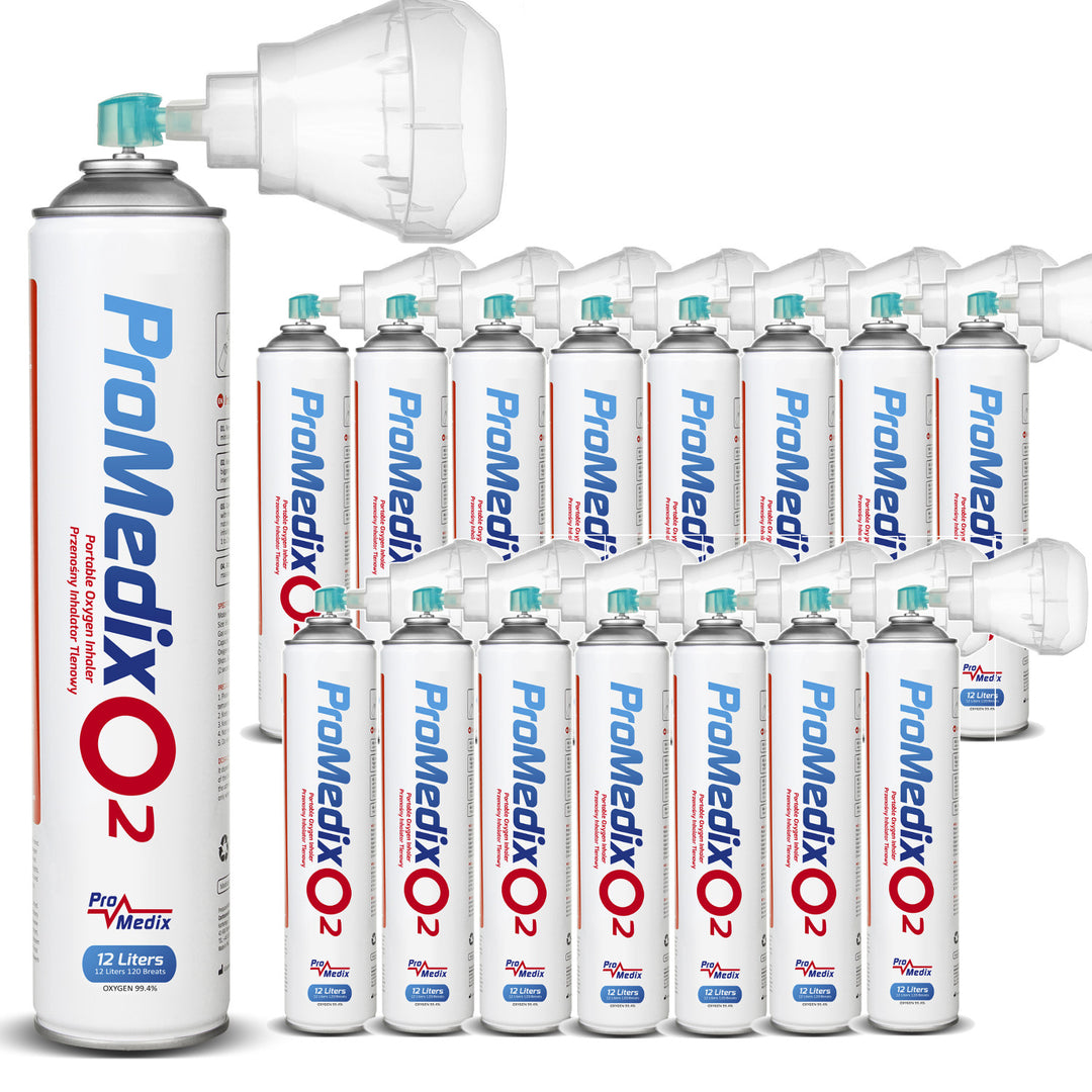 Przenośny inhalator tlenowy w puszce 99,4% Promedix 12L, PR-994, 16 sztuk