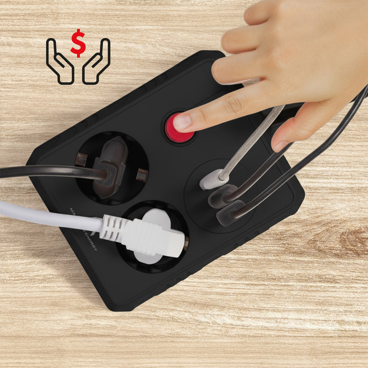 Listwa zasilająca Maclean, przedłużacz 2 gniazda + 3xUSB, 110-240V AC 50/60Hz, 2.1A max 2500W, 1.5m, czarna, MCE387 B