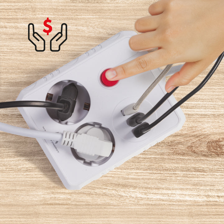 Listwa zasilająca Maclean, przedłużacz 2 gniazda + 3xUSB, 110-240V AC 50/60Hz, 2.1A max 2500W, 3 m, biała, MCE388 W