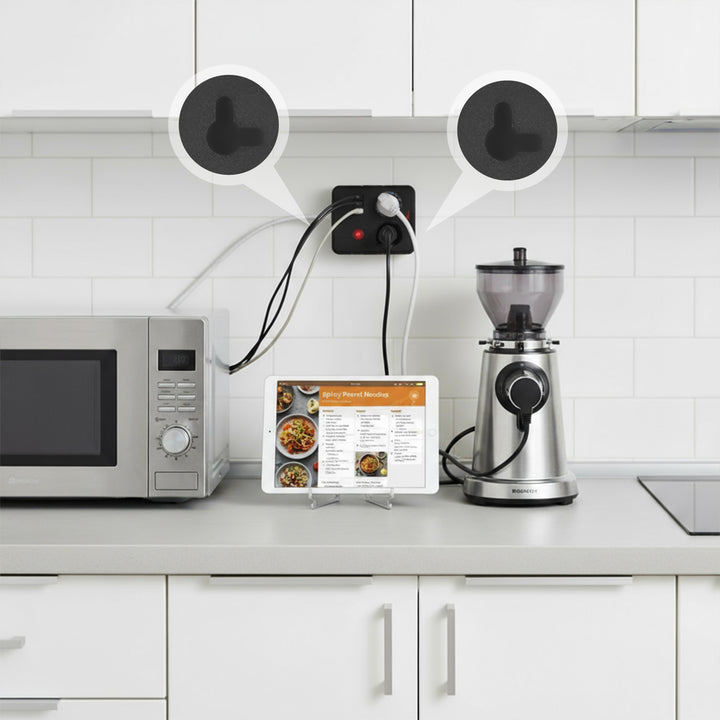 Listwa zasilająca Maclean, przedłużacz 2 gniazda + 3xUSB, 110-240V AC 50/60Hz, 2.1A max 2500W, 3 m, czarna, MCE388 B