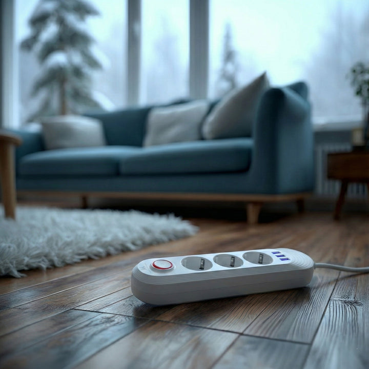 Listwa zasilająca Maclean, przedłużacz 3 gniazda + 3xUSB, 110-240V AC 50/60Hz, 2.1A max 2500W, 1,5m, biała, MCE394 W