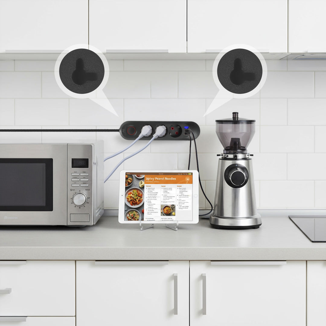 Listwa zasilająca Maclean, przedłużacz 3 gniazda + 3xUSB, 110-240V AC 50/60Hz, 2.1A max 2500W, 1,5m, czarna, MCE394 B