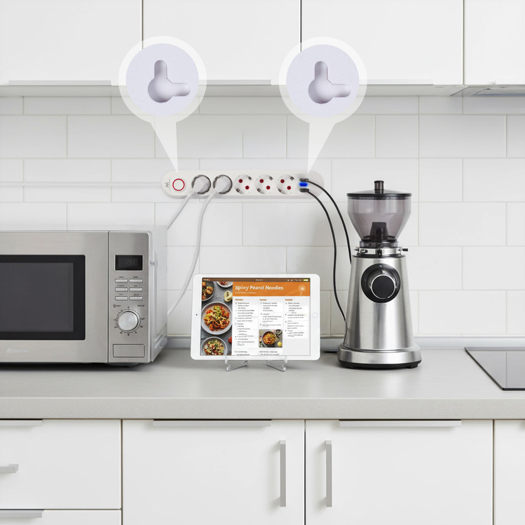 Listwa zasilająca Maclean, przedłużacz 5 gniazd + 3xUSB, 110-240V AC 50/60Hz, 2.1A max 2500W, 1,5m, biała, MCE395 W