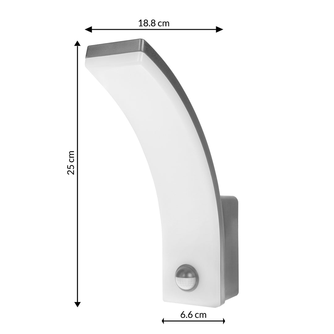 Lampa LED z czujnikiem ruchu Maclean, czujnik ruchu PIR, kolor szary, 20W, IP65, 2000lm, barwa neutralna biała (4000K) MCE512 GR, 2 sztuki