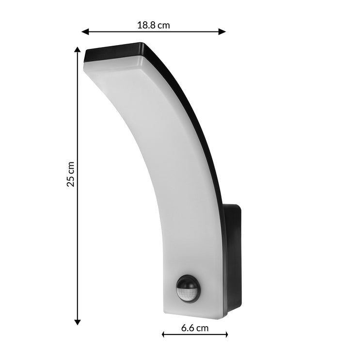 Lampa LED z czujnikiem ruchu Maclean, czujnik ruchu PIR, kolor czarny, 20W, IP65, 2000lm, barwa neutralna biała (4000K) MCE512 B, 2 sztuki