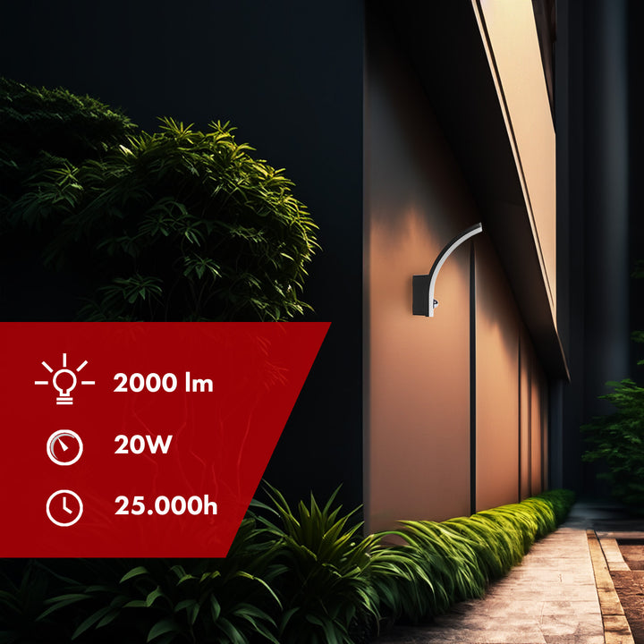 Lampa LED z czujnikiem ruchu Maclean, czujnik ruchu PIR, kolor czarny, 20W, IP65, 2000lm, barwa neutralna biała (4000K) MCE512 B, 4 sztuki