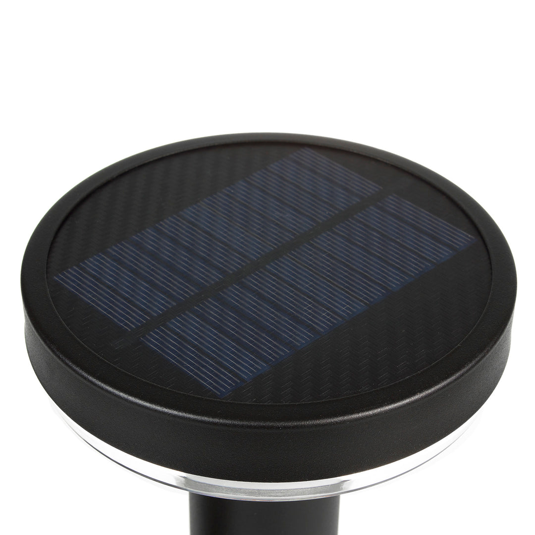 Solarna lampa LED Maclean, z czujnikiem, 3 tryby, wbijana, Li-ion 18650, IP44, 3,7V, 1200 mAh, Czarna, MCE465 B, 6 sztuk