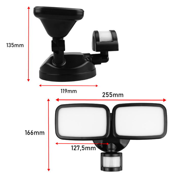 Ścienna lampa LED Maclean, z czujnikiem PIR, 20W, 1500lm, IP65, neutral white 4000K, czarna, MCE524 B
