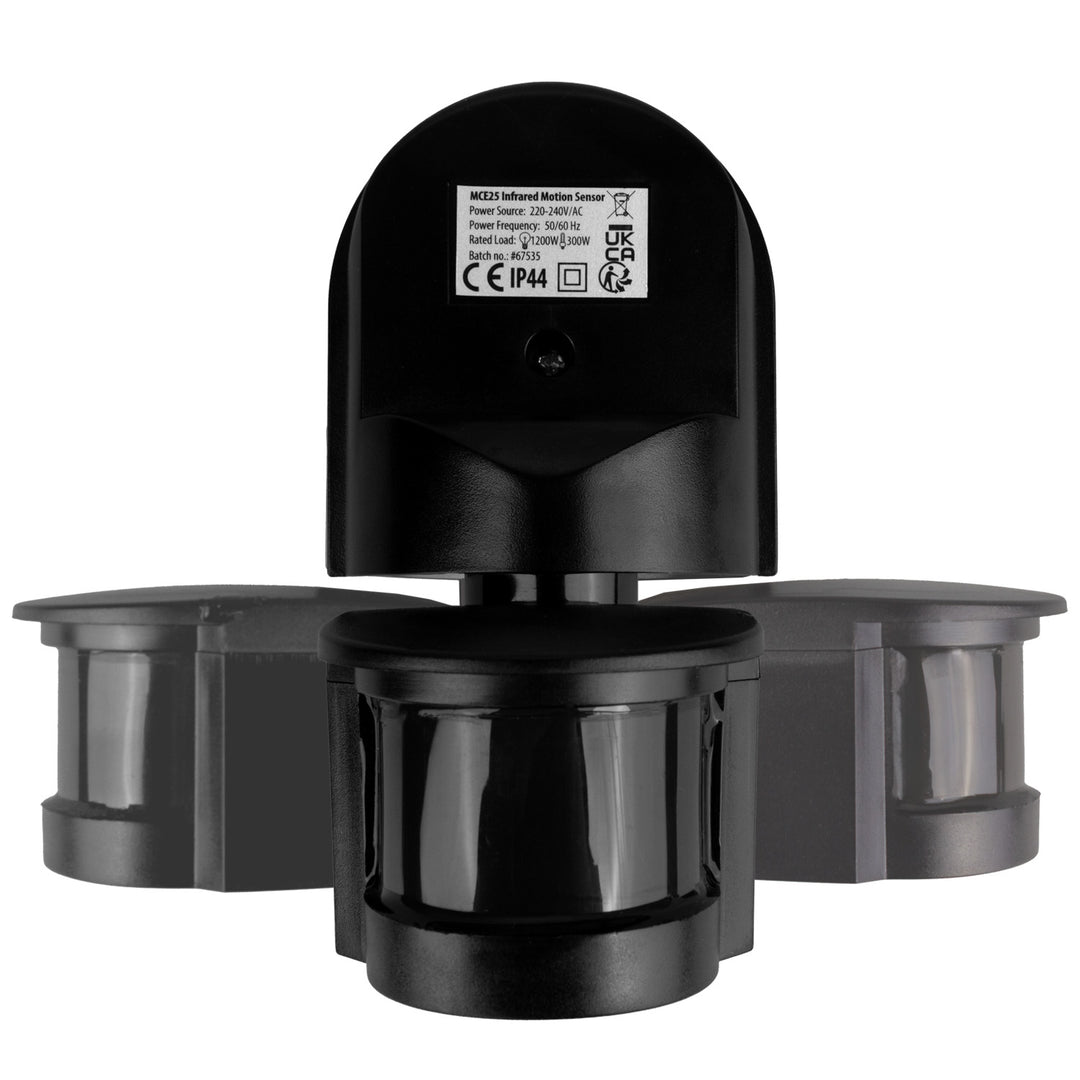 Ścienny czujnik ruchu i zmierzchu Maclean, 180°, max. 1200W, czarny z czarną przesłoną, MCE25 B/B