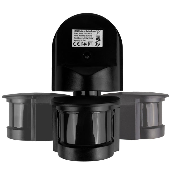 Ścienny czujnik ruchu i zmierzchu Maclean, 180°, max. 1200W, czarny z czarną przesłoną, MCE25 B/B