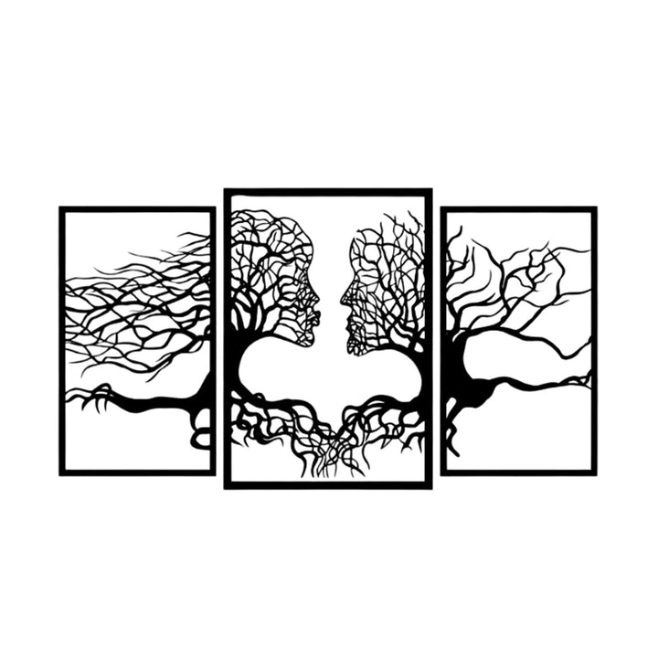 Ażurowy obraz Eyoka, dekoracja ścienna 3D, Obraz 3D "Twarze z drzew" 120x67cm Czarny