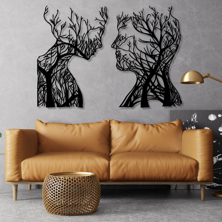 Ażurowy obraz, dekoracja ścienna 3D, Obraz 3D "Głowy z drzew" 140x100cm Czarny