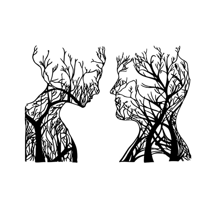 Ażurowy obraz, dekoracja ścienna 3D, Obraz 3D "Głowy z drzew" 60x40cm Czarny