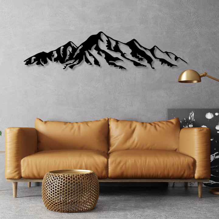 Ażurowy obraz, dekoracja ścienna 3D, Obraz 3D "Góry Alpy" 120x28cm Czarny