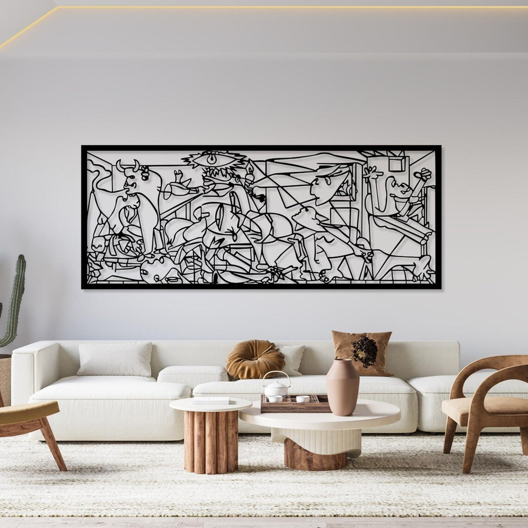 Ażurowy obraz, dekoracja ścienna 3D, Obraz 3D "Guernica Pablo Picasso" 150x60cm Czarny