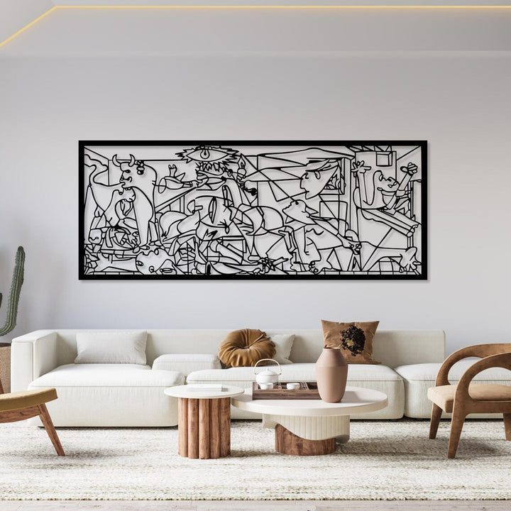 Ażurowy obraz, dekoracja ścienna 3D, Obraz 3D "Guernica Pablo Picasso" 150x60cm Czarny