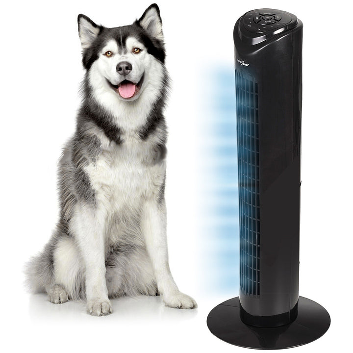 Wentylator kolumnowy GreenBlue 45W z 3 poziomami siły nawiewu, 82cm wysokości, 1,5m przewodu, z pilotem i timerem GB645 z wtyczką UK