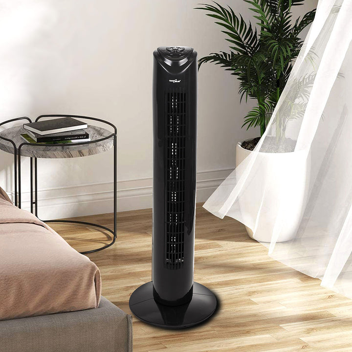 Wentylator kolumnowy GreenBlue 45W z 3 poziomami siły nawiewu, 82cm wysokości, 1,5m przewodu, z pilotem i timerem GB645 z wtyczką UK