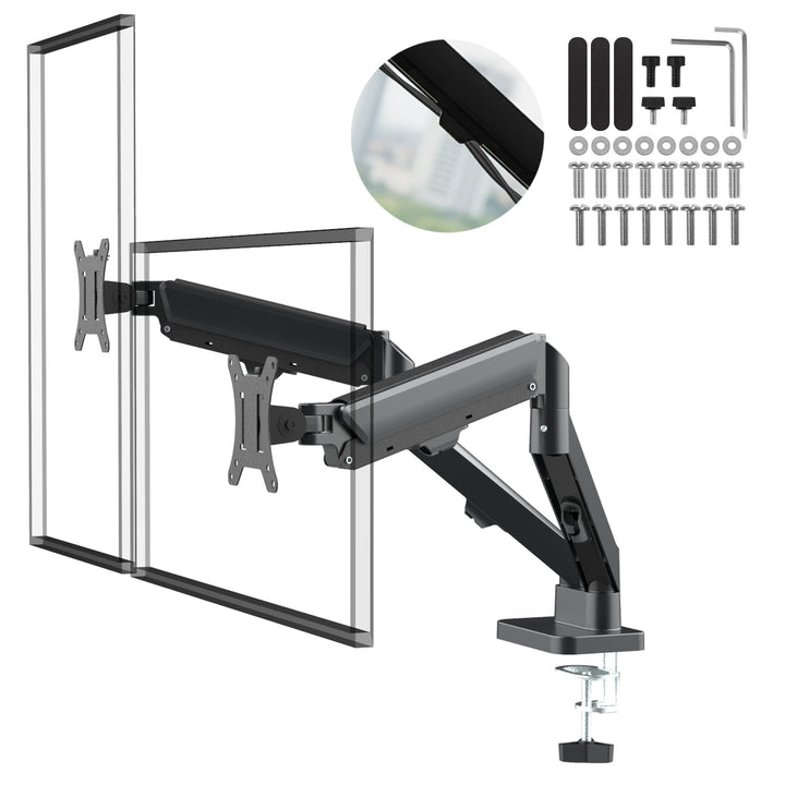 Uchwyt na 2 monitory Maclean, sprężyna gazowa, 17"-32", 2-10kg, czarny, MC-134