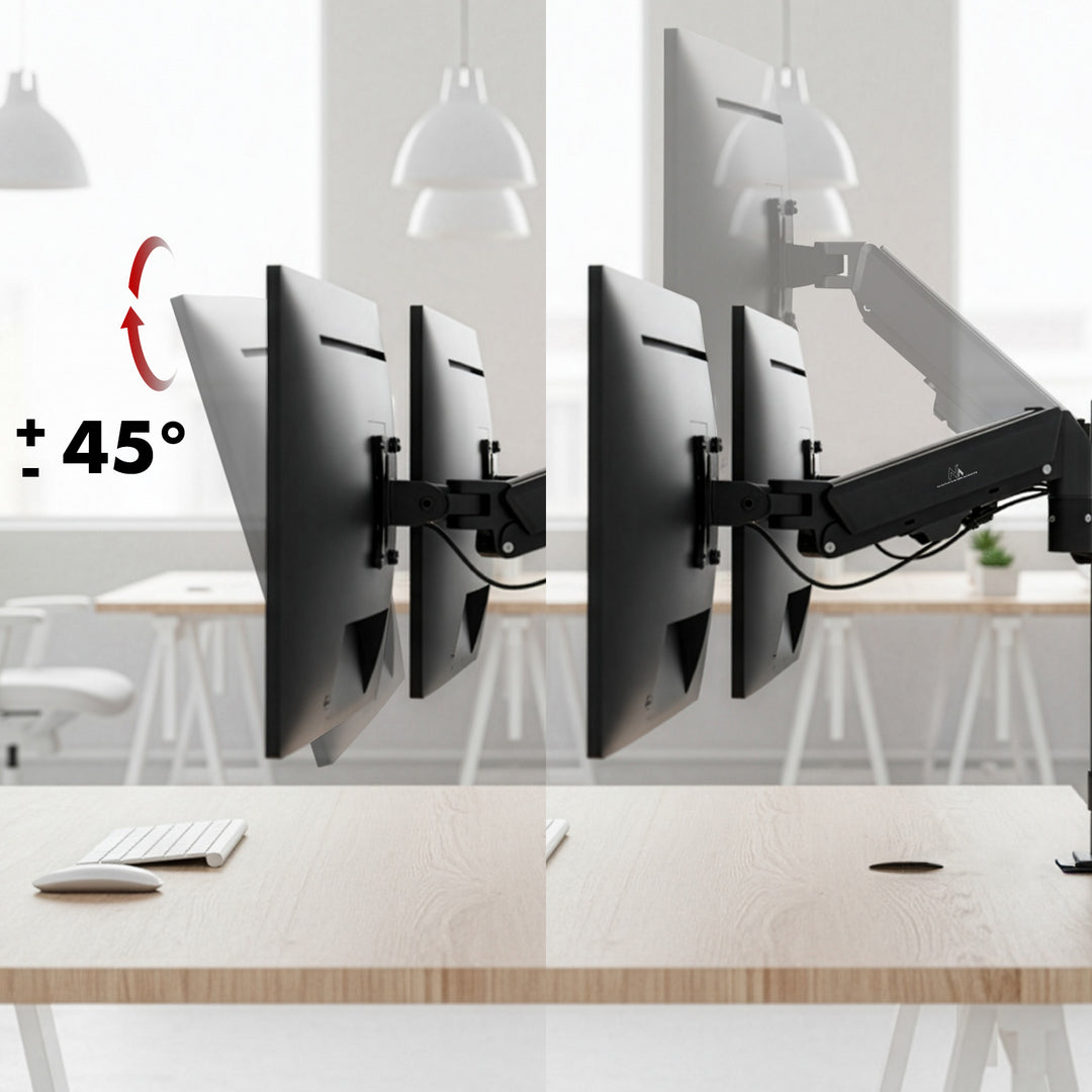 Uchwyt na 2 monitory Maclean, sprężyna gazowa, 17"-32", 2-10kg, czarny, MC-136