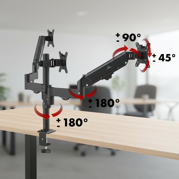 Uchwyt na 3 monitory Maclean, sprężyna gazowa, 17"-27", 2-8kg, czarny, MC-137
