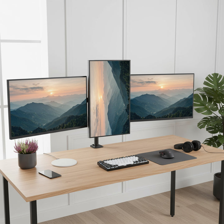 Uchwyt na 3 monitory Maclean, sprężyna gazowa, 17"-27", 2-8kg, czarny, MC-137