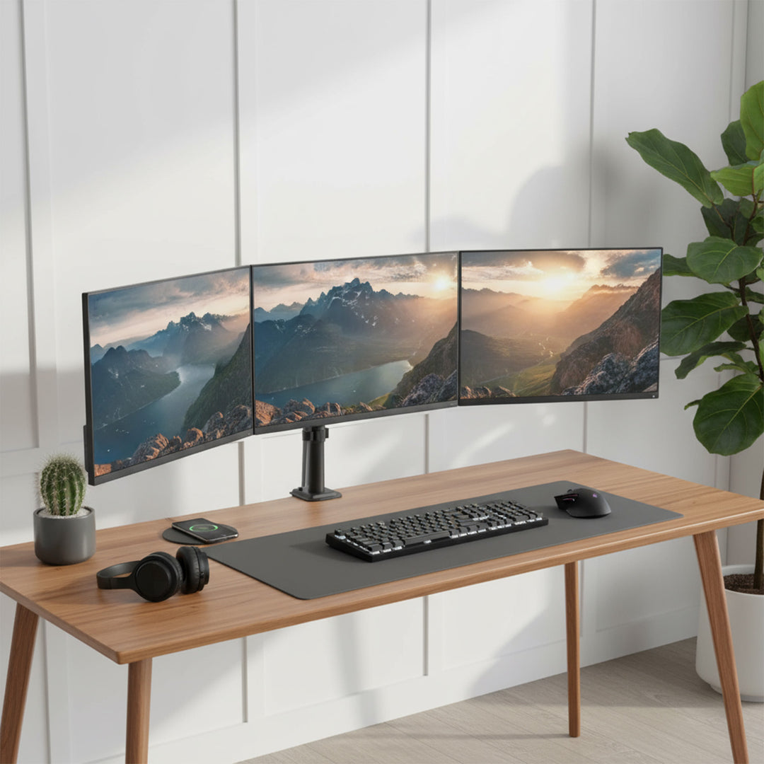 Uchwyt na 3 monitory Maclean, sprężyna gazowa, 17"-27", 2-8kg, czarny, MC-137