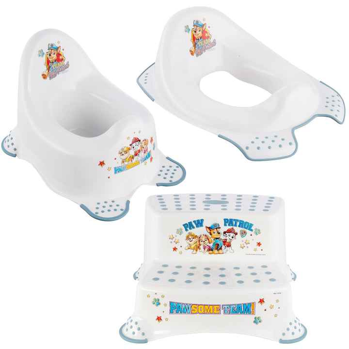 Nakładka sedesowa antypoślizgowa Psi Patrol - Paw Patrol+ podest antypoślizgowy Psi Patrol, Max 120kg, dwustopniowy+ nocnik antypoślizgowy Psi Patrol, Max 15 kg