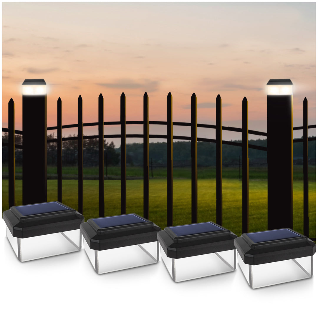 Lampa solarna LED na słupek GreenBlue, 80x80mm, daszek kopertowy, GB127, 4 sztuki
