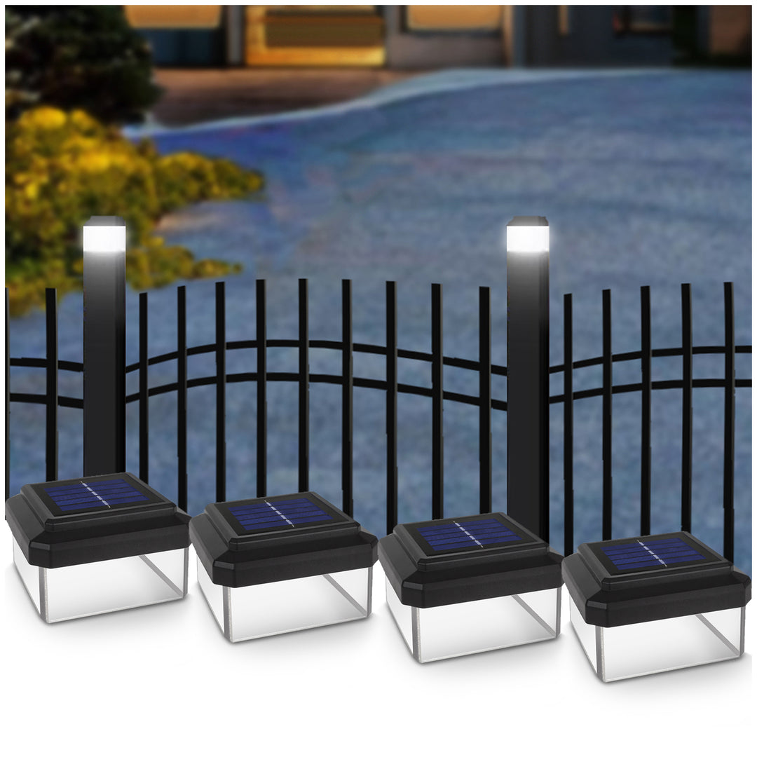 Lampa solarna LED na słupek GreenBlue, 100x100mm, daszek kopertowy, GB128, 4 sztuki