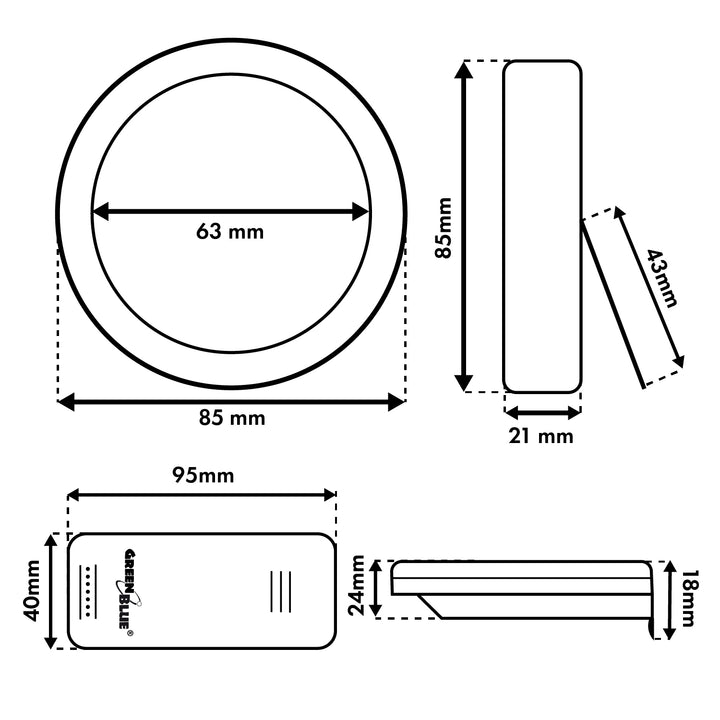Bezprzewodowa stacja pogody GreenBlue,temperatura IN/OUT, zegar, do wyboru °C / °F, zasięg do 60m, GB162