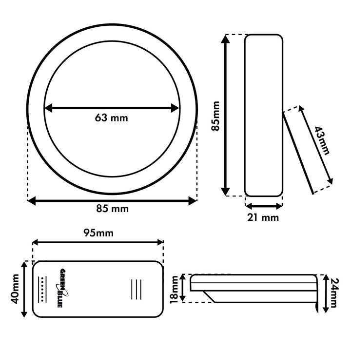 Bezprzewodowa stacja pogody GreenBlue,temperatura IN/OUT, zegar, do wyboru °C / °F, zasięg do 60m, GB162