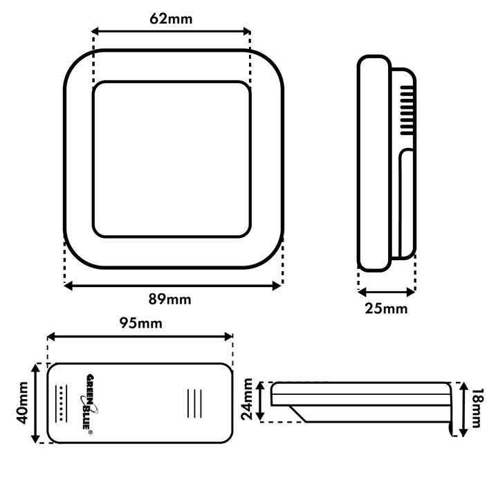 Bezprzewodowa stacja pogody GreenBlue,temperatura + wilgotność IN/OUT, zegar + alarm + data, do wyboru °C / °F, zasięg do 60m, GB169