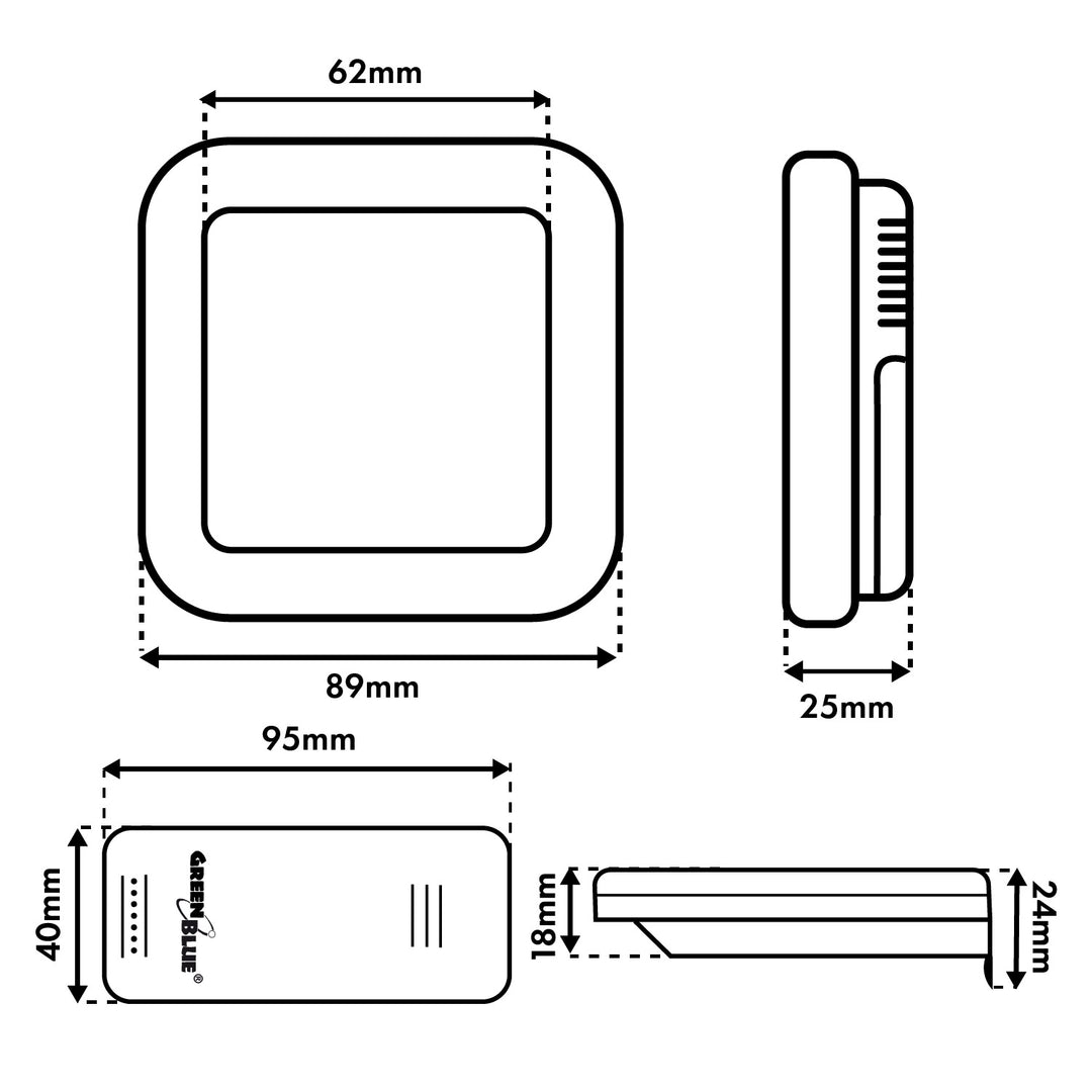Bezprzewodowa stacja pogody GreenBlue,temperatura + wilgotność IN/OUT, zegar + alarm + data, do wyboru °C / °F, zasięg do 60m, GB169