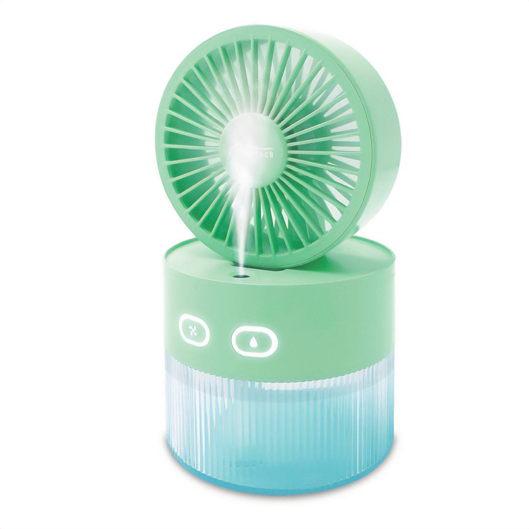 Wentylator biurkowy z nawilżaniem powietrza. Pojemność 350ml. Mgiełka 40ml/h. Zasilanie USB-C
