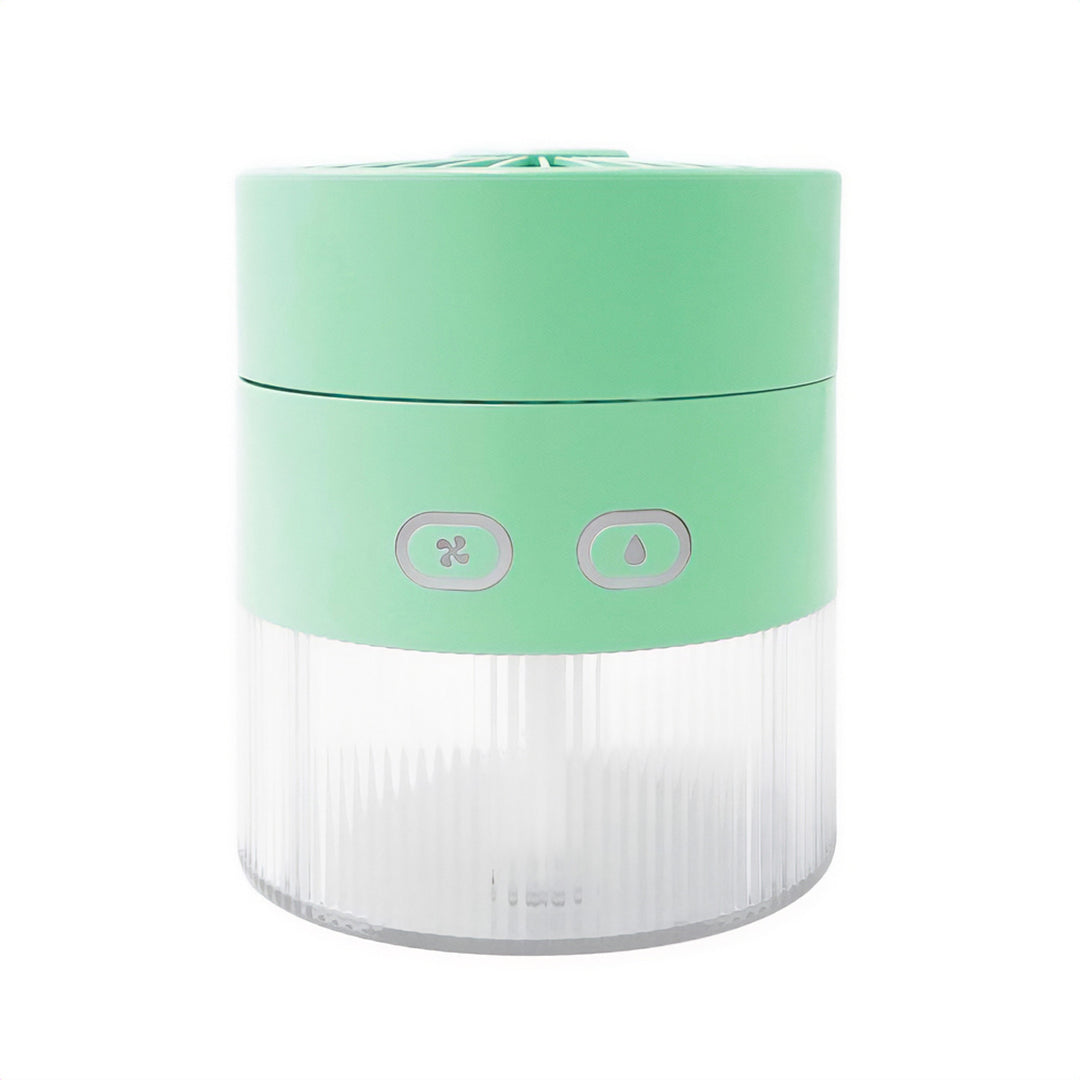 Wentylator biurkowy z nawilżaniem powietrza. Pojemność 350ml. Mgiełka 40ml/h. Zasilanie USB-C