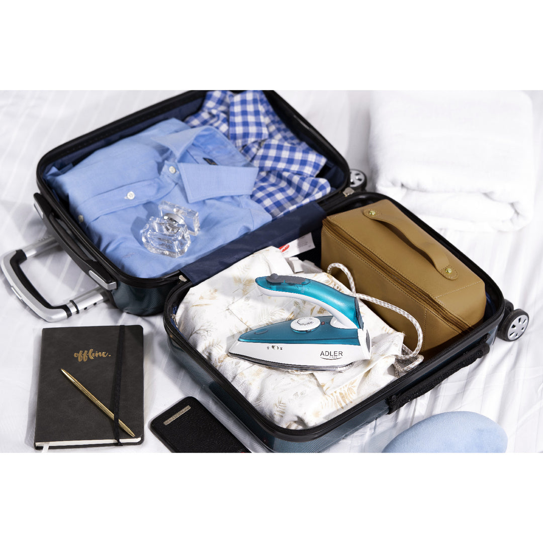 Żelazko turystyczne Adler, z parą, składana rączka, moc 1700W, AD 5035