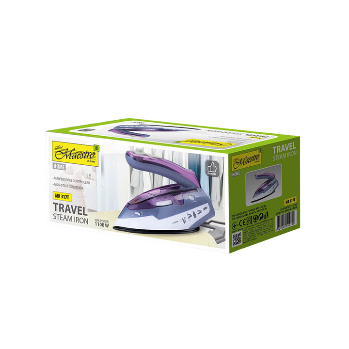 Żelazko turystyczne Maestro, składany uchwyt, moc 1100W, powłoka non-stick, MR-317T